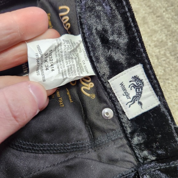 Wrangler Retro Jeans Women 31x34 Super Flare High Rise Velvet Trumpet Black Boho - Picture 8 of 13